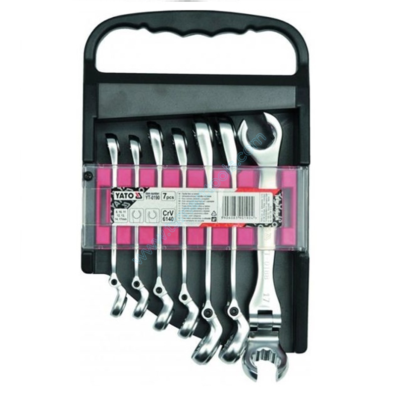 7 cái Bộ cờ lê 2 đầu loe tự lắc (bóng) Từ 8, 10, 11, 12, 13, 14, 17mm YT-0190